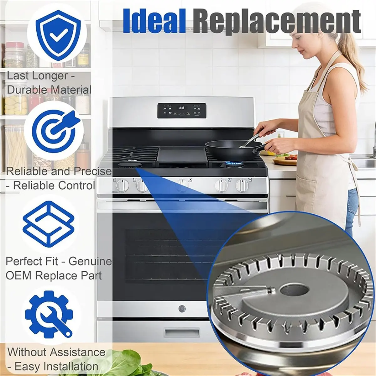 WB16X24722 Burner Base for for Range/Stove/Oven/Cooktop,Replaces AP5986249 4454597 PS11726674