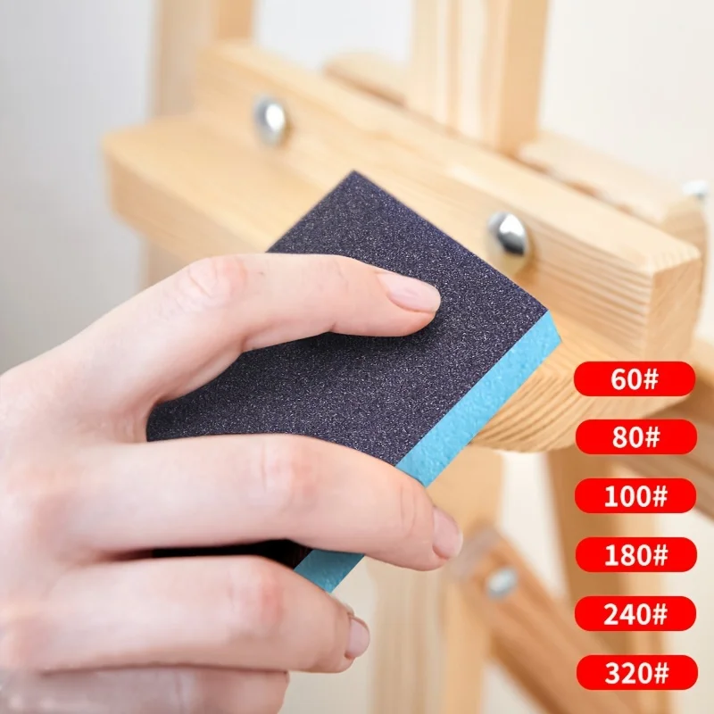6 Sanding Sponges, Washable and Reusable Double-Sided Sanding Blocks, 60-320 Grit Wet and Dry Sandpaper, for Wood, Metal, Furniture, Paint, and Drywall