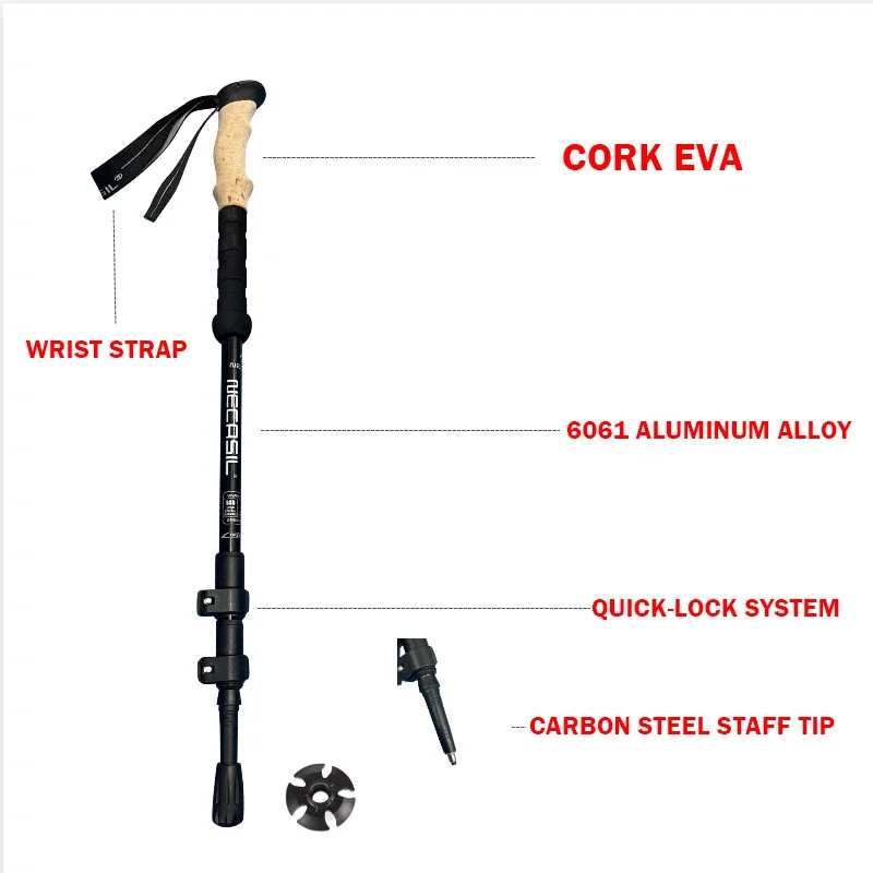 Pairs of High Quality ultra-light trekking pole cork handle Walking Sticks Nordic Ski Poles Alpenstock Trekking Crutch Pole