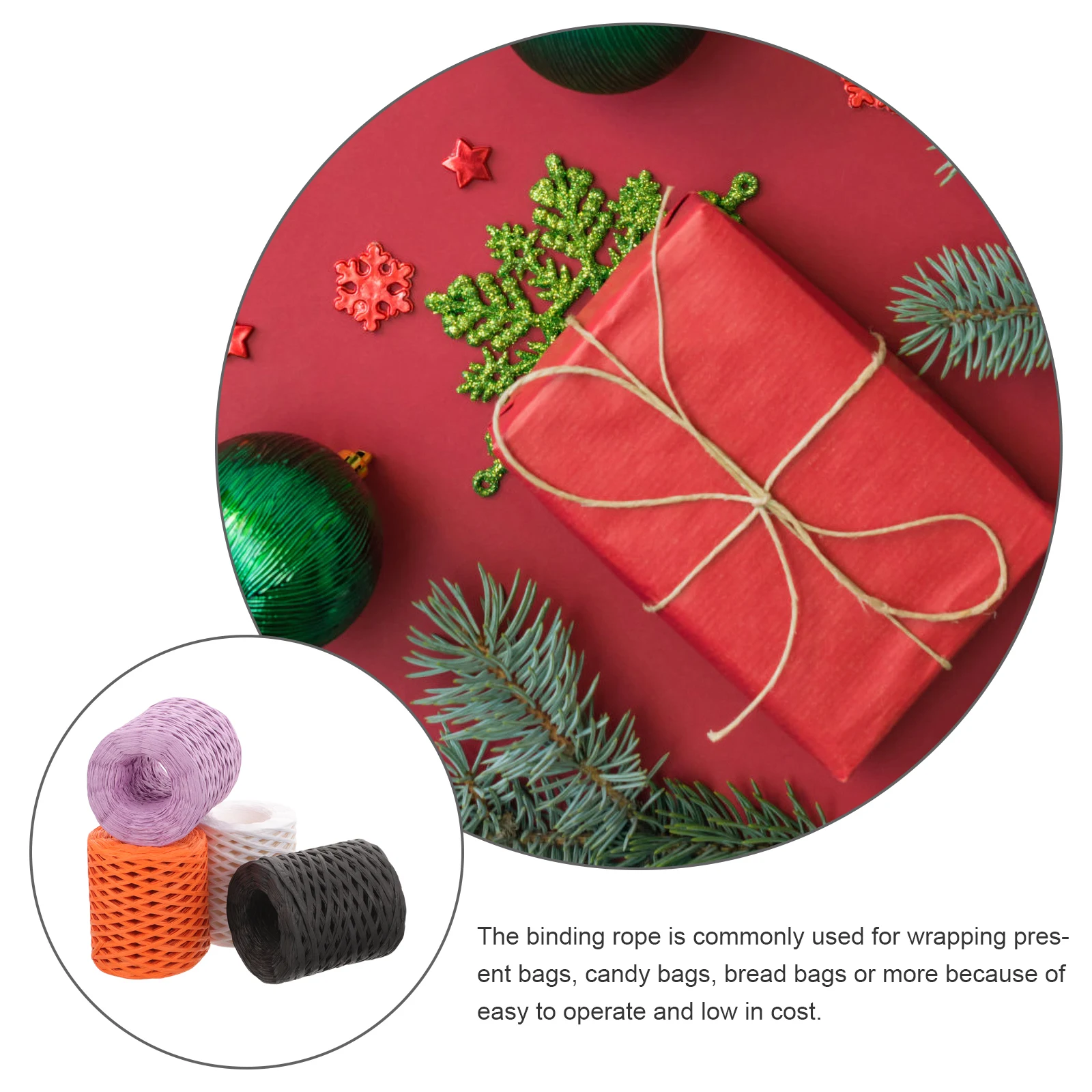 

4pcs Gift Ribbon 200m Purple Black White Paper String For Crafts Strings Craft Decor Packing Ropes Holiday Boxes