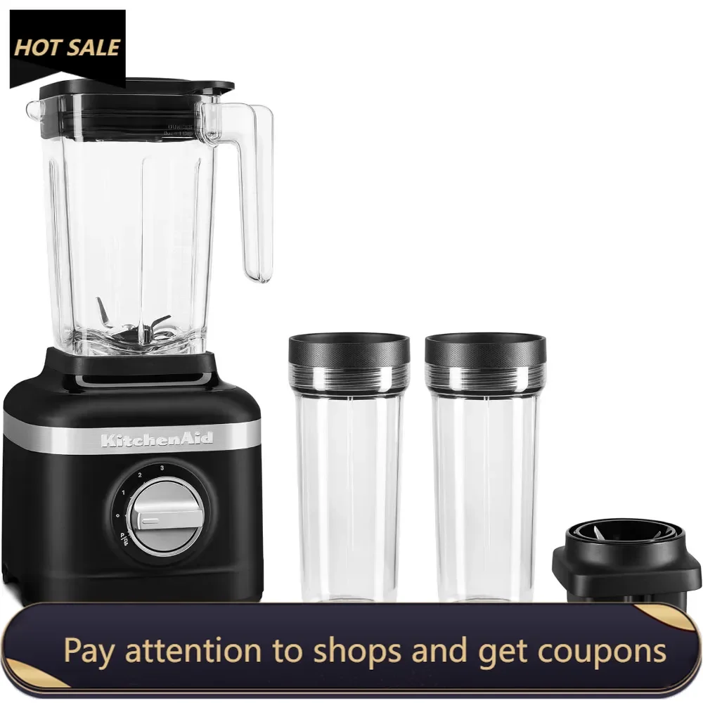 3 Speed Ice Crushing Blender with 2 Personal Blender Jars - KSB1332Y,Black Matte, 48 oz