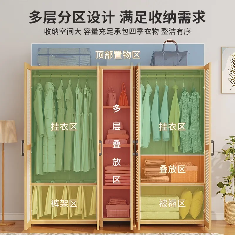 for Home Bedroom Simple Wardrobe Hanging Area Multi-cloakroom Rental House Assembly Storage Wardrobe Multi-functional Coat