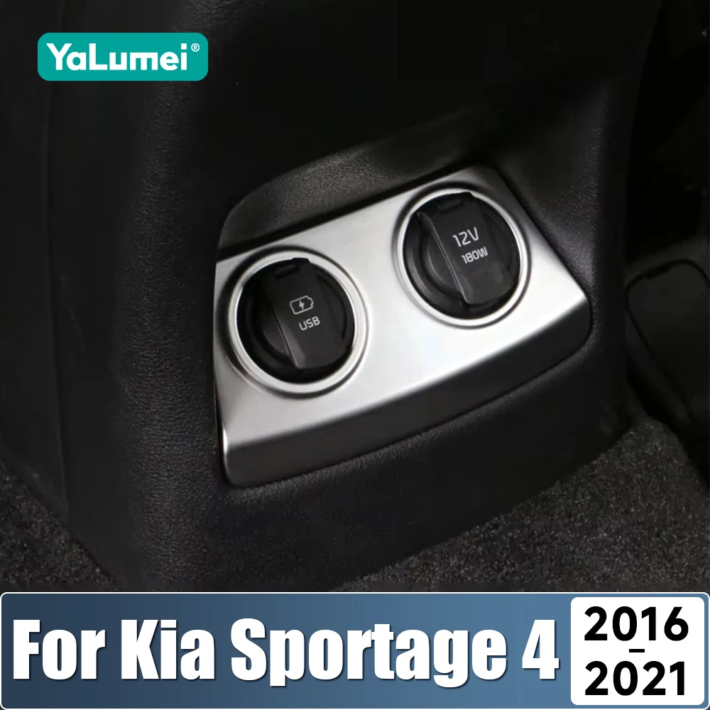 For Kia Sportage 4 QL 2016 2017 2018 2019 2020 2021 ABS Car Cigarette Lighter USB Port Trim Sequins Cover Sticker Accessories