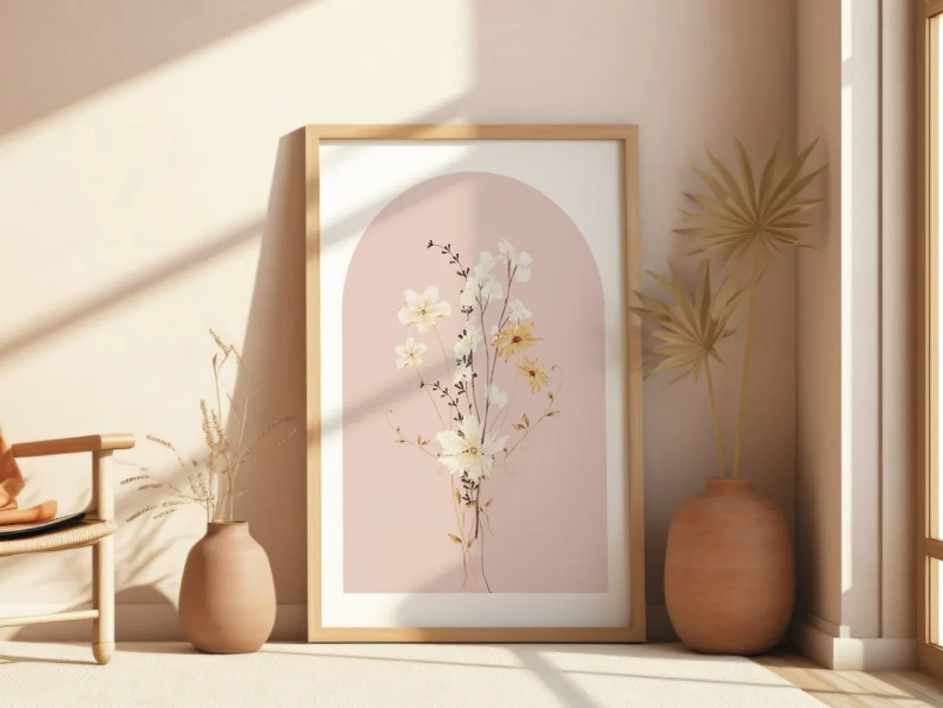 A Set of 3 Watercolor Flower Prints,wildflower Art,simple Modern Home Decoration,Bohemian Bouquet,frameless Canvas Painting