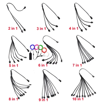 2/3/4/5/6/7/8/9/10 in 1 Way 2Pin Splitter Connectors Cable for EL Wire Neon Light Strip LED Wiring Fittings Splitting Wire