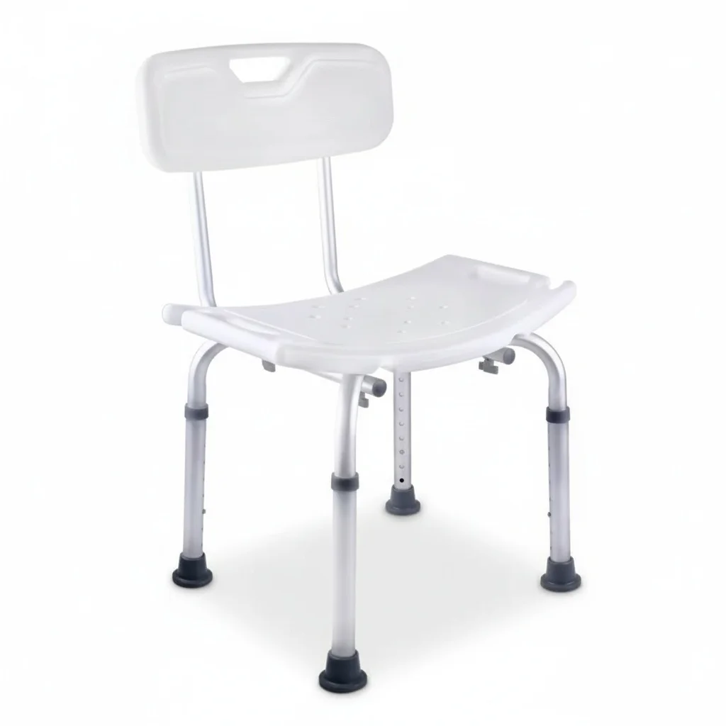 Shower Stool Adjustable Metal Bath Chair, 67 cm/26.4 inch Height, Elderly Shower Seat, Medical Bath Seat, Hospital Shower Chair