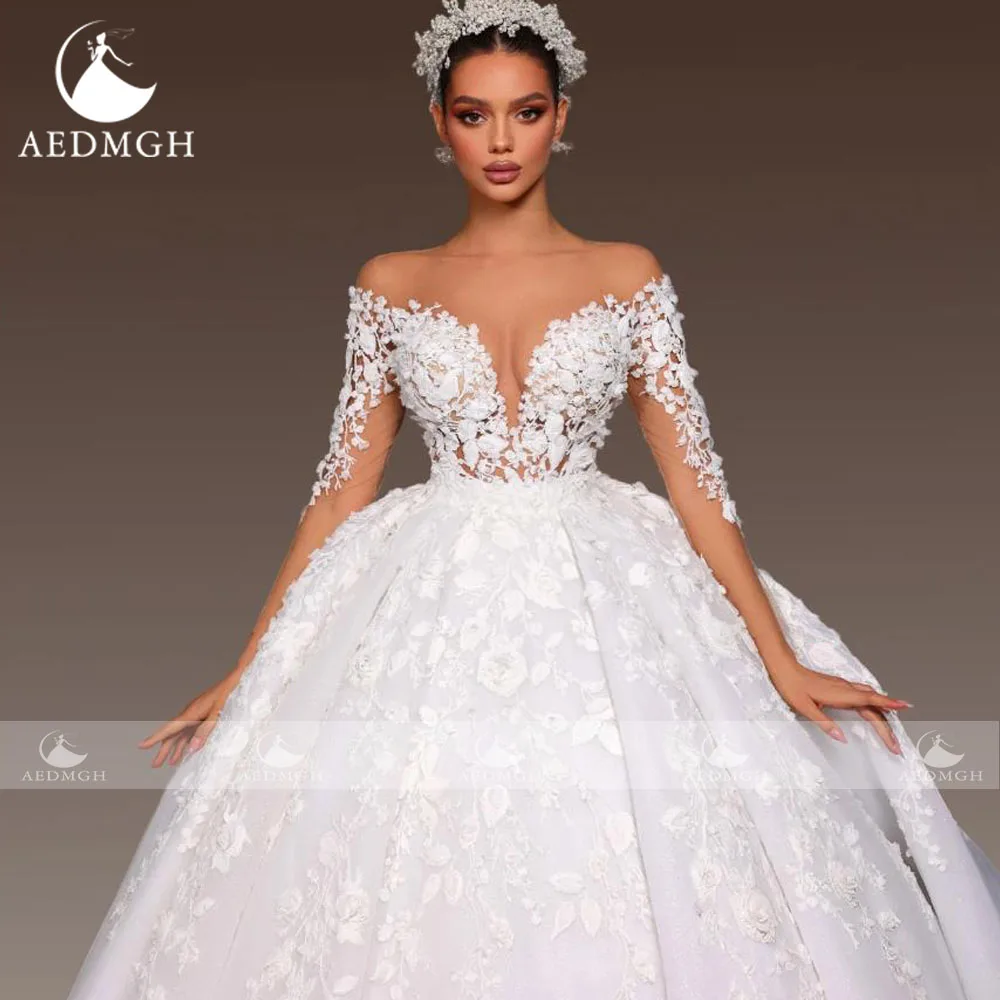Aedmgh robe De bal princesse robes De mariée hors De l'épaule Vestido De Novia dentelle Appliques Royal sur mesure robes De mariée