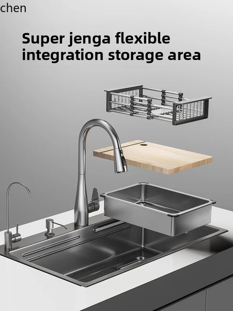 ZML Stainless Steel Kitchen Sink Household Large Single Bowl Vegetable Washing Basin Dishwashing Sink