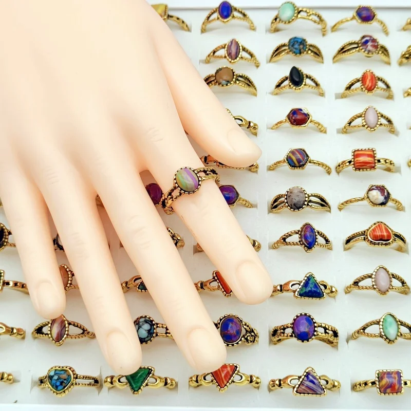 مجوهرات معدنية للنساء مجوهرات إصبع ، مقاسات خواتم الزفاف لحفلات خلع الملابس ، مزيج ومطابقة ، بيع بالجملة ، 30: 50: 50