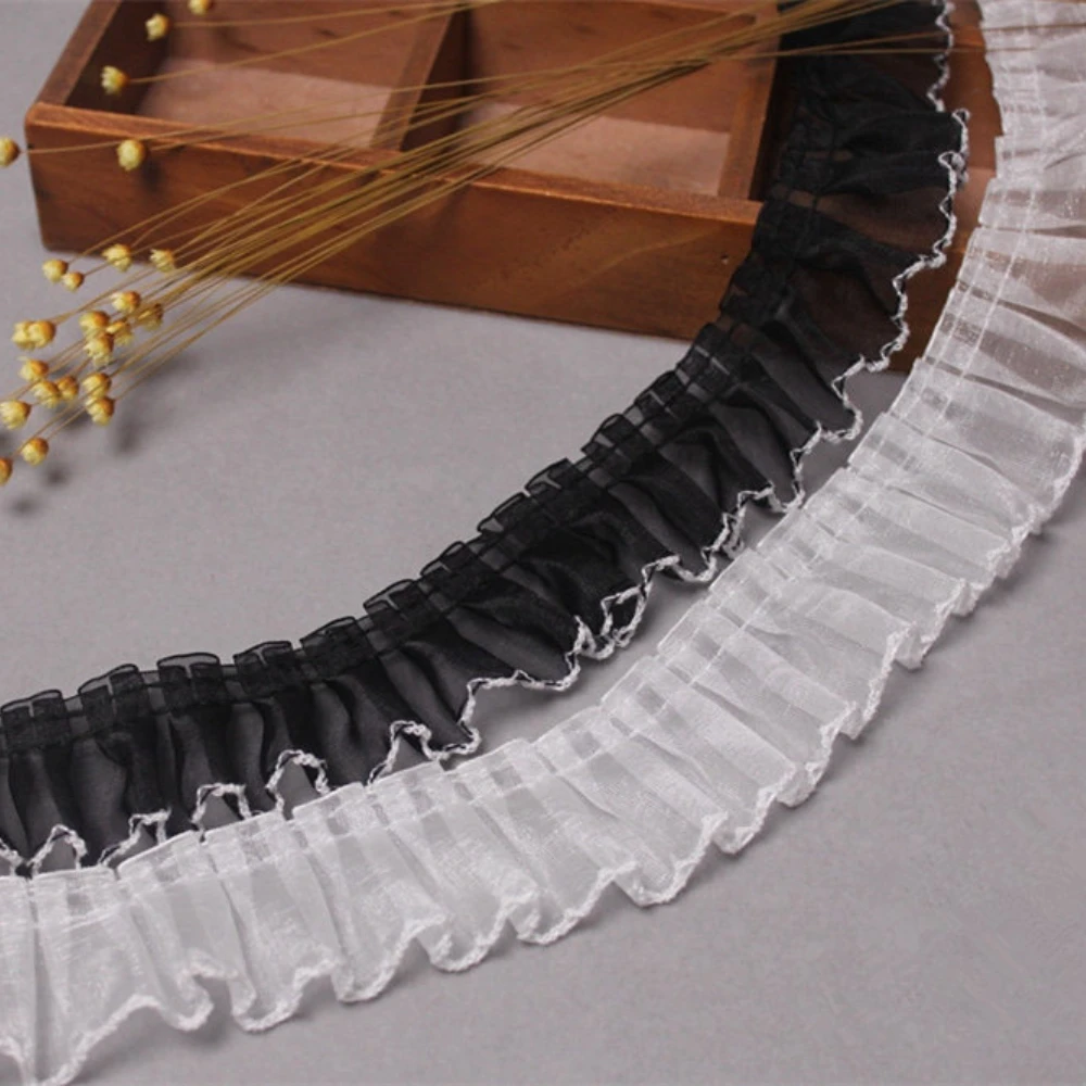 

3-8YD 4cm Organza Chiffon Belt Home Fabric Pet Clothing Handmade DIY Folds Discount Lace
