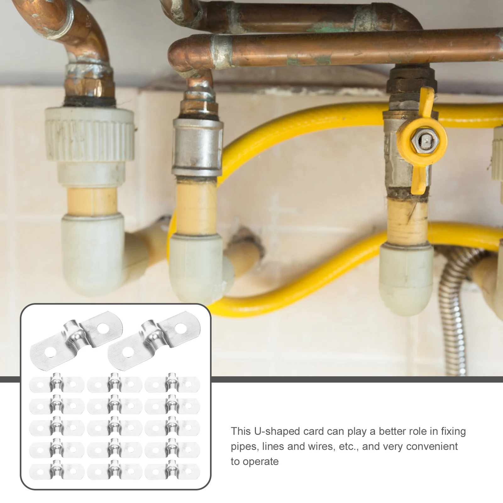 

100pcs Stainless Steel U Clamps High-Strength Pipe Mounting Clips Anti-Rust For Home Industrial Use Durable Hose Support