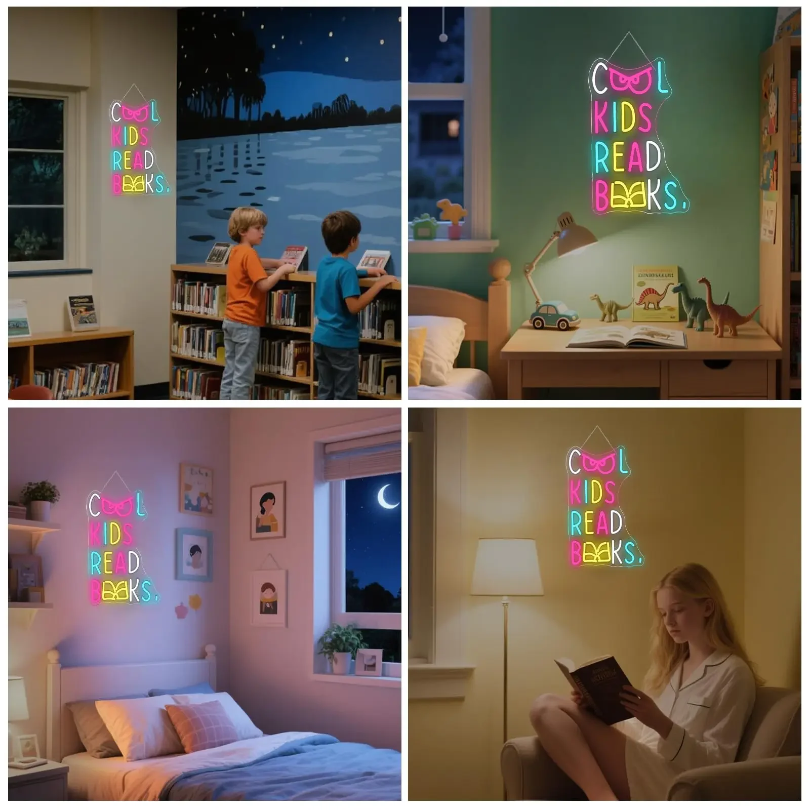 كول كيدز قراءة الكتب، علامة النيون للطلاب، لافتة الطالب الخفيفة مناسبة لغرفة الدراسة في مكتبة الفصول الدراسية