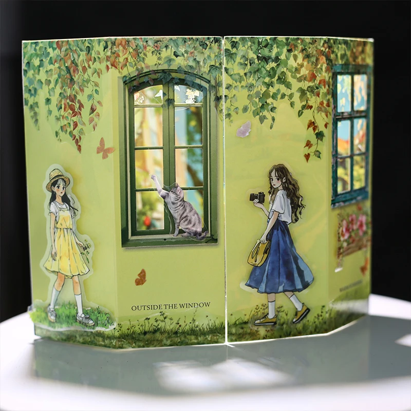Diário go 10 peças notas de colagem de cenário de janela material vintage papel decorativo feito à mão materiais de fabricação de cartão de scrapbooking