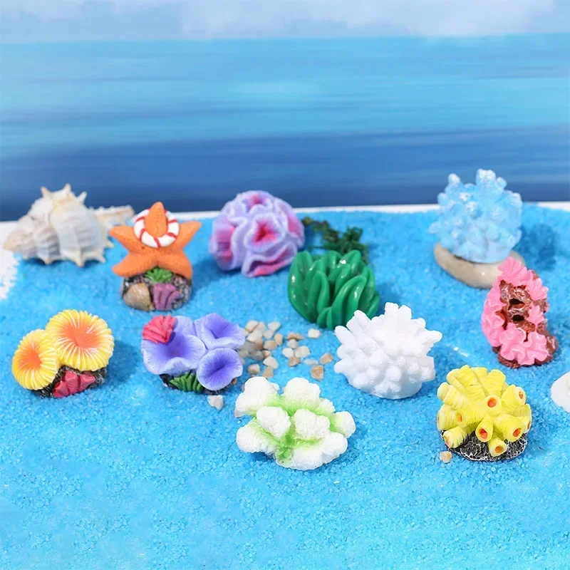 Simulation Aquarium Fish Coral Resin Ornaments Mini Aquascape Colorful Coral Dollhouse New Home Decor Crafts Ornaments Figurines