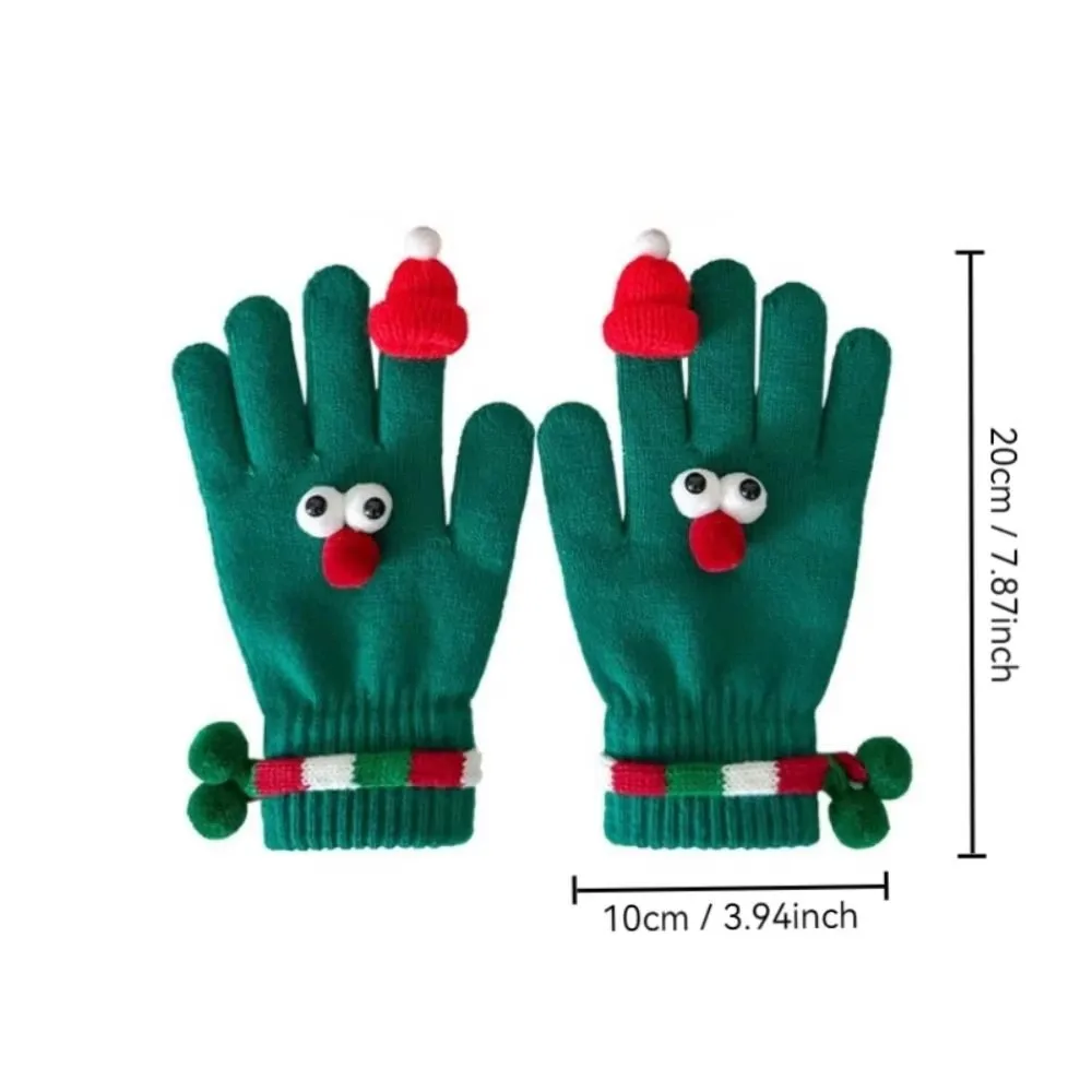 1/2pcs Full Finger Christmas Red Gloves Socks Split Finger Leaky Finger New Year Red Christmas Gift Touch Screen Knitted Mittens