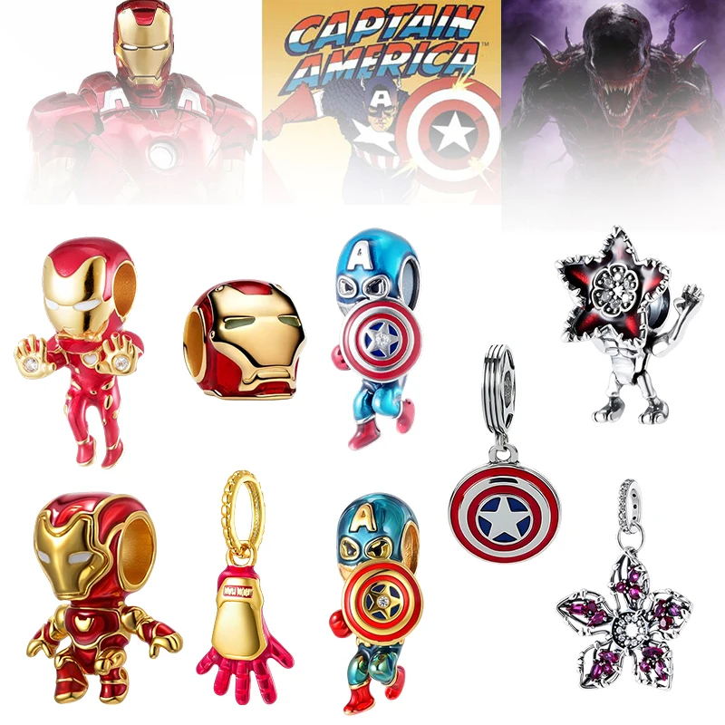 

Бусины-шармы, вдохновленные причудливыми историями Железного человека и Капитана Америки: шлемы, щиты, перчатки, бусины с персонажами, подходят для браслетов, подарок для фанатов.