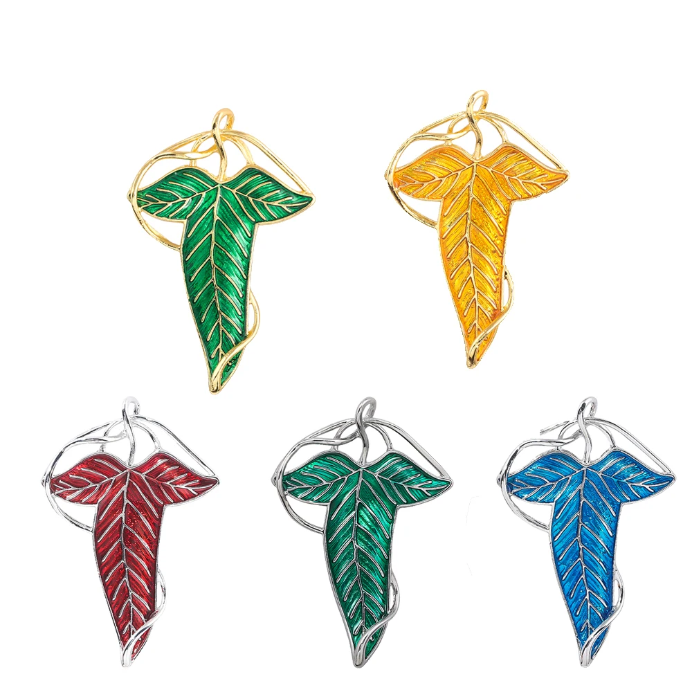 Broche de hojas verdes de la reina del elfo de Lorien, Pin de Tolkien Galadriel Legolas Frodo Baggins, insignia esmaltada de árbol de Aragorn, joyería de película