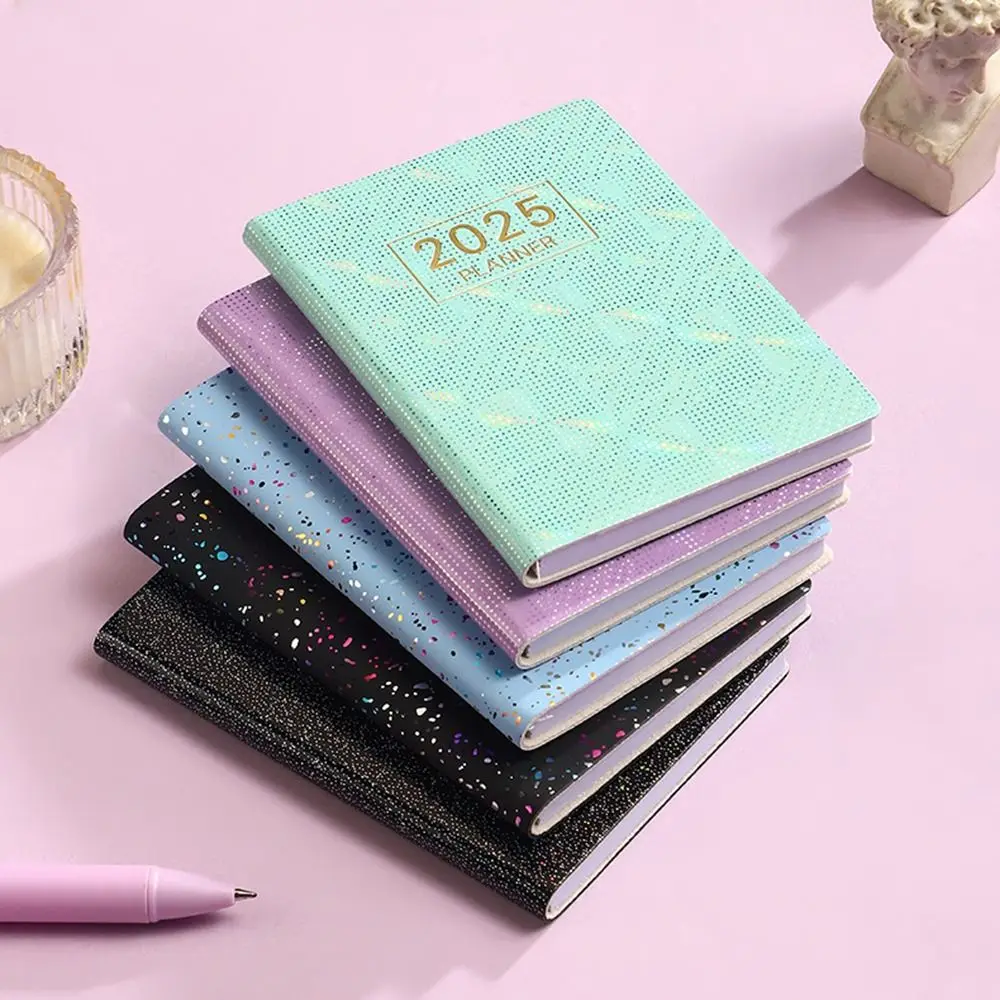 Bling A7 Mini Pocket Notebook Colorful English 2025 Schedule Planner Notepad Taking Notes 12 Months 365 Days Notepad Stationery