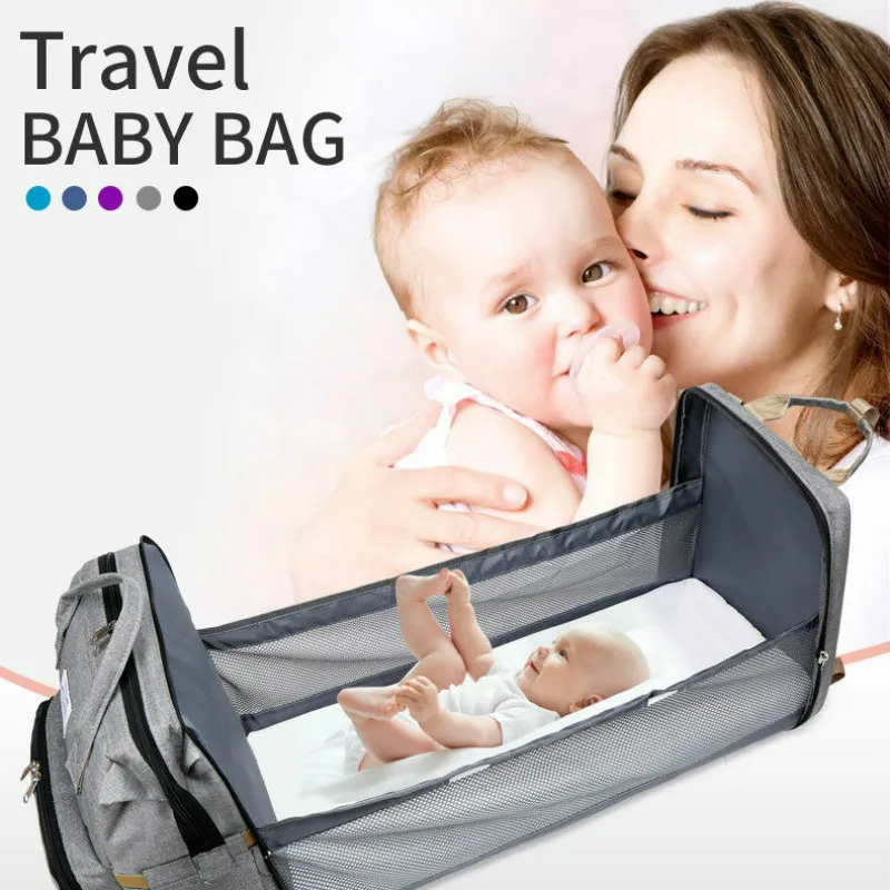 

Waterproof Nylon Maternity Nappy Moms Backpack New Diaper Baby Bags with Bed Mummy Bag Baby Nursing Changing Bag For Baby Care