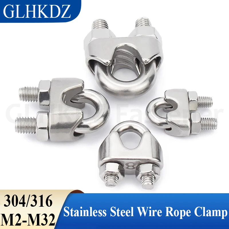 

1pc 316/304 Stainless Steel Wire Rope Clamp U Type Clamp Wire Rope Clip Fixing Clip U-Shaped Cable Clamp Rigging Hardware Clamps