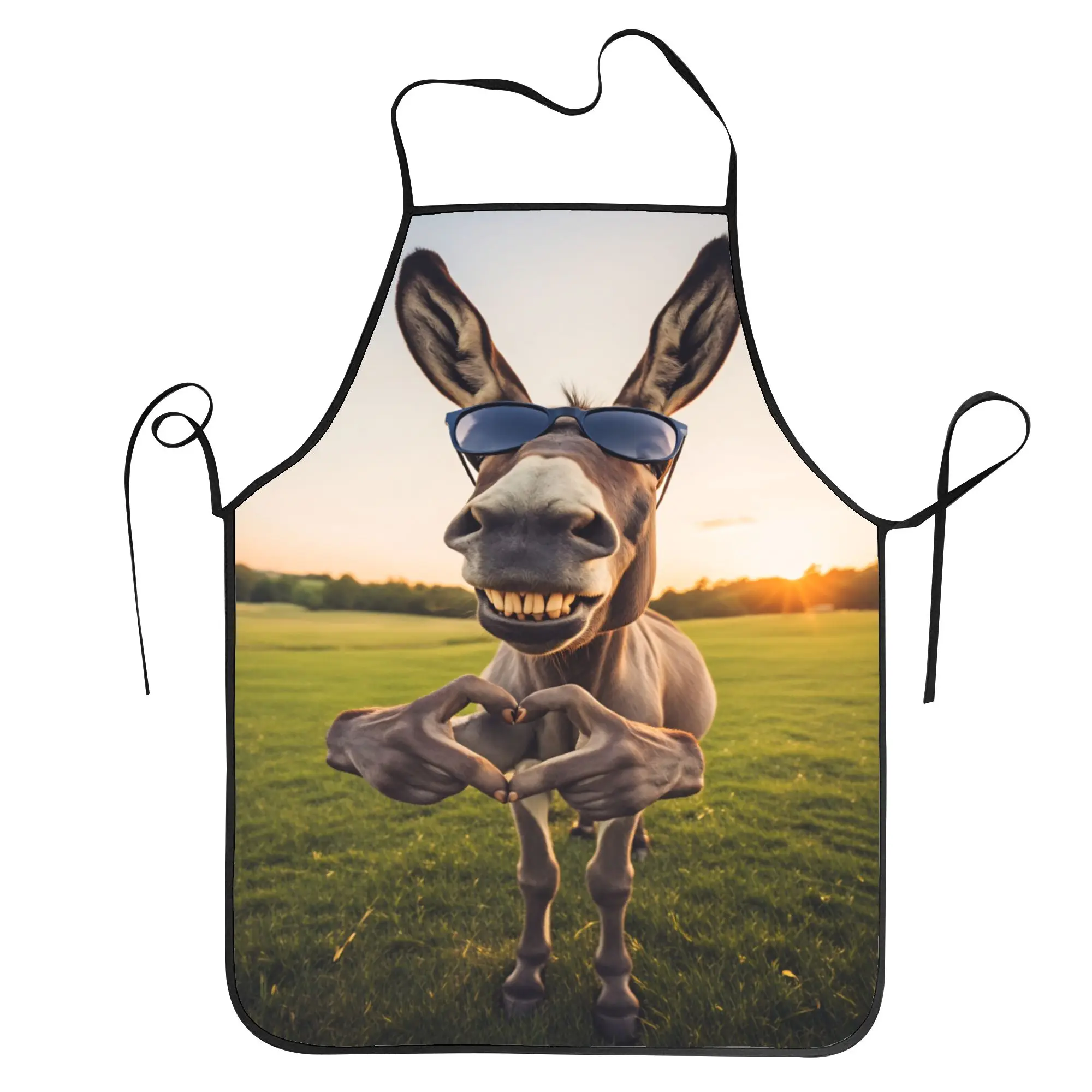 Delantal con estampado de memes de burros divertidos, sin bolsillo, unisex, para adultos, delantal de moda para limpieza de cocina, barbería, restaurante, hogar
