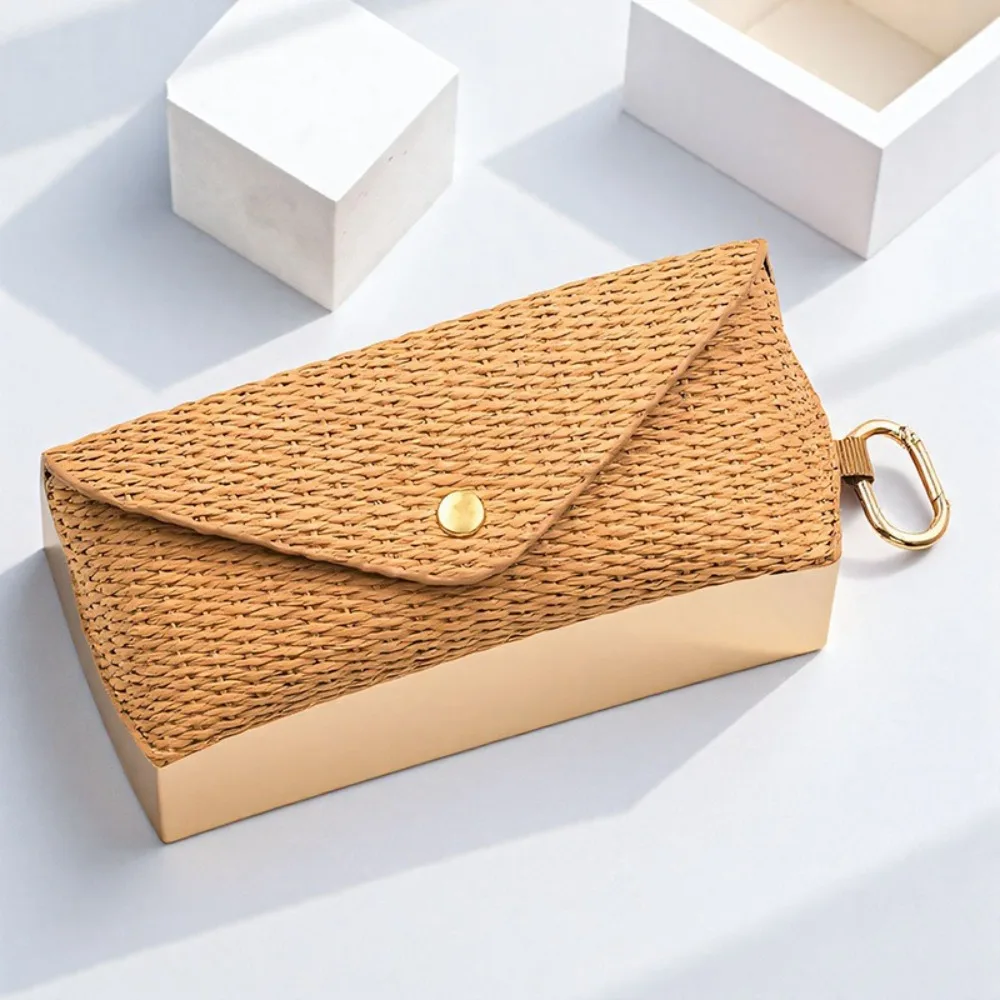 Casual Portable Glasses Case Woven Straw Soft Glasses Protective Cover PP Material Sunglasses Storage Box Unisex