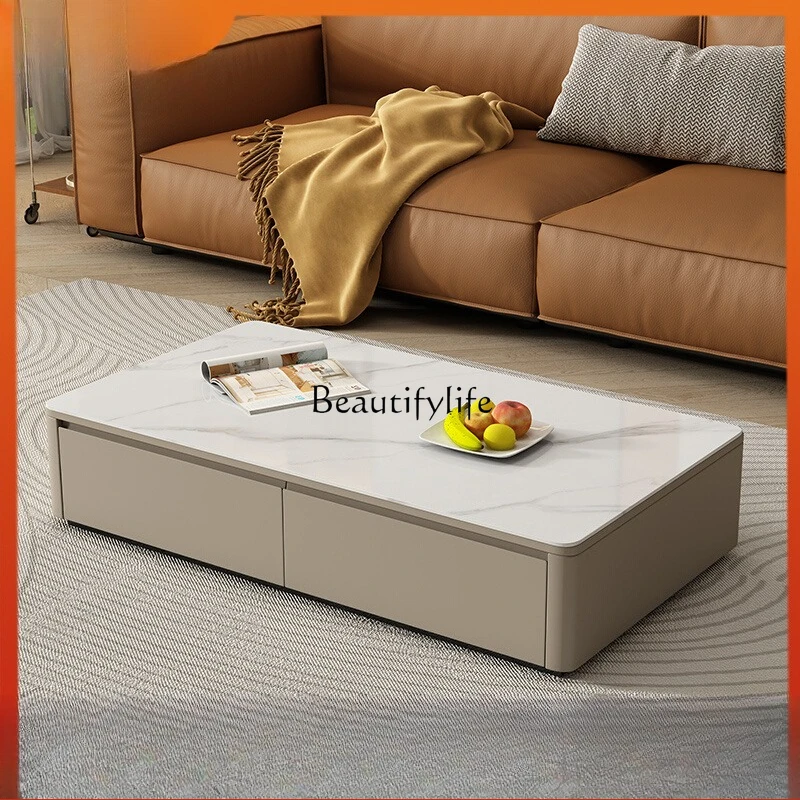 *Mesa de centro de laje de rocha simples e luxuosa e leve