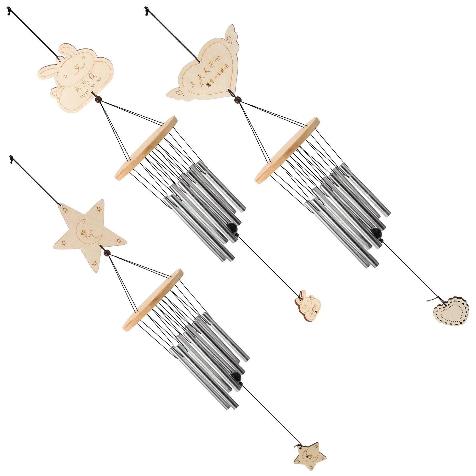 

3Pcs Hanging Wind Bell Decor Unique Design Long-Lasting Courtyard Garden Bedroom Ornament Chimes Outdoor Ornaments