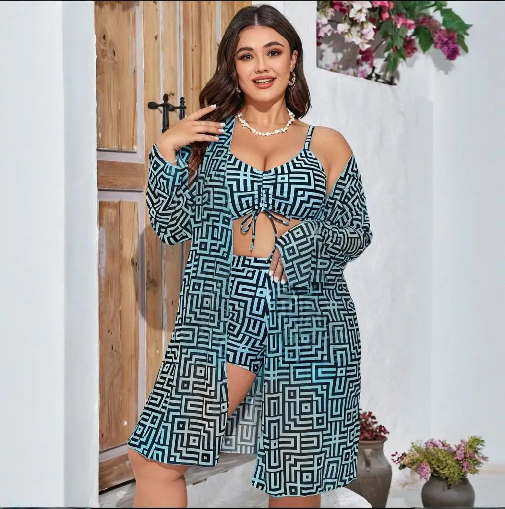 المرأة حجم كبير بيكيني الشاطئ تونك مجموعة مصمم 2025 Tankini التستر المايوه كبيرة الحجم ملابس السباحة امرأة بوهو الملابس