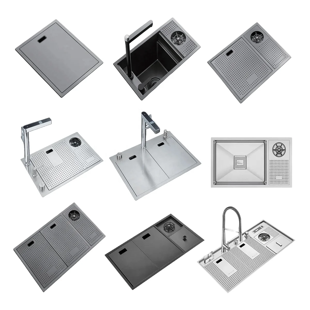 Picture 5: New Design Hidden Undermount SUS304 Brushed Double Bowl Kitchen Sink with Two Holes