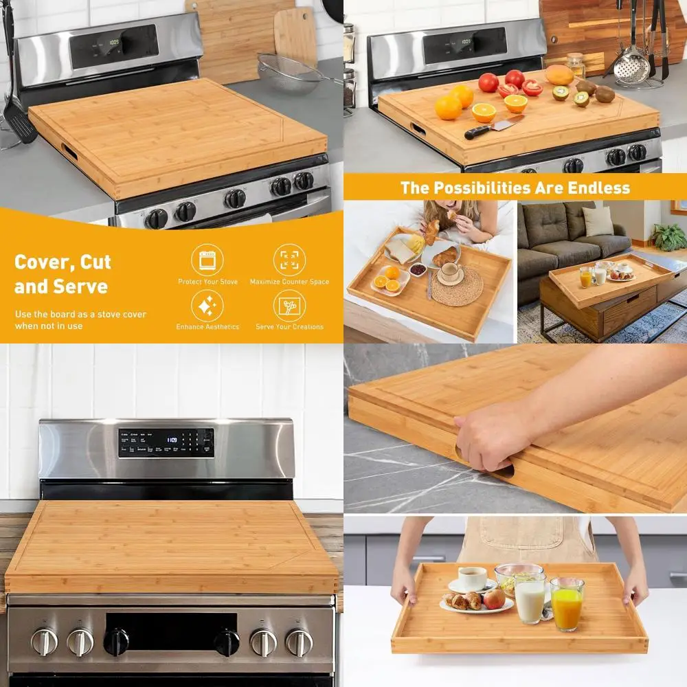 

Bamboo Noodle Board and Electric Stove Top Protectors Set