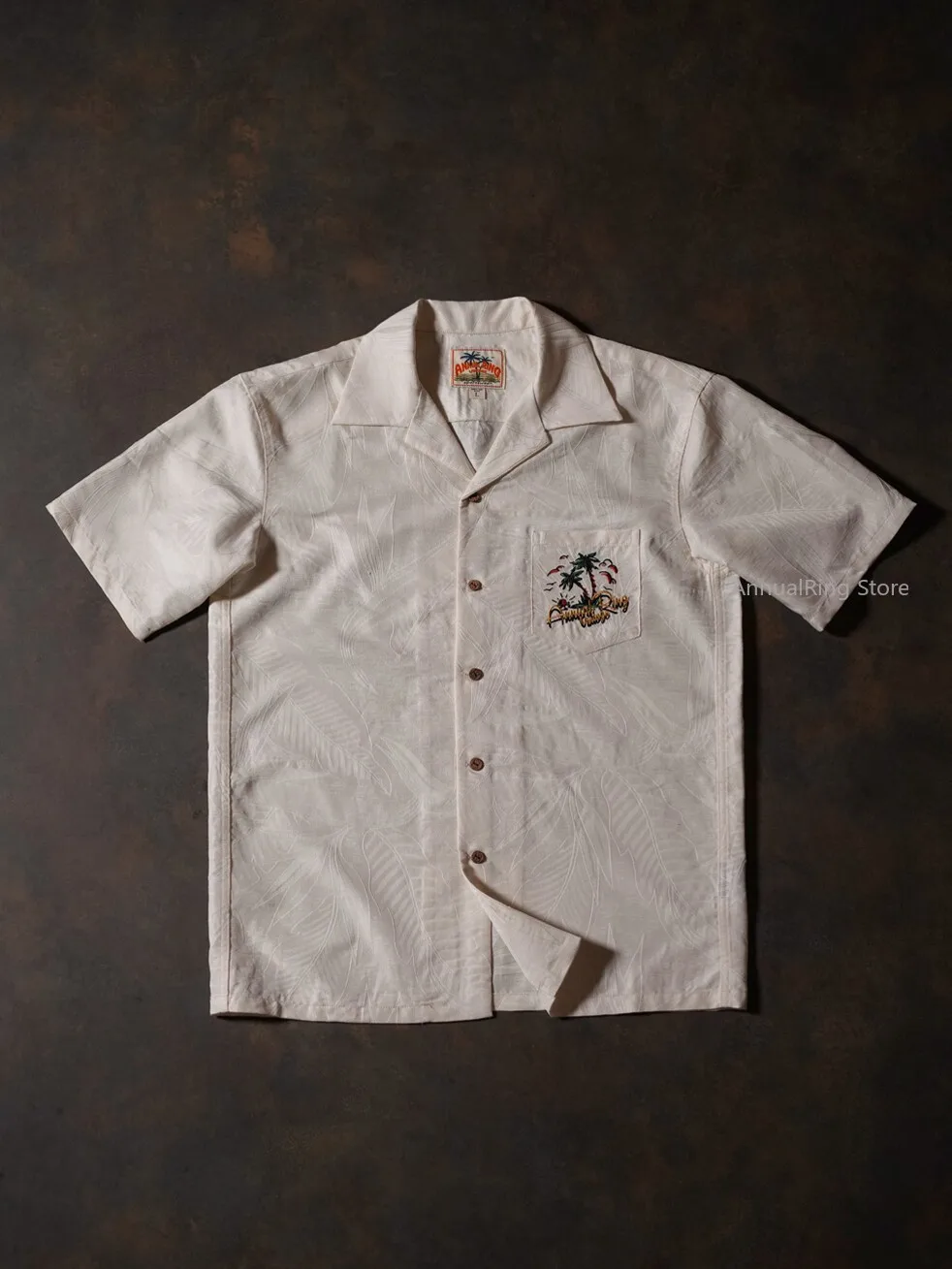 

AnnualRing Men Aloha American Vintage Cuban Collar White Shirt Casual Short Sleeve Summer Blouse