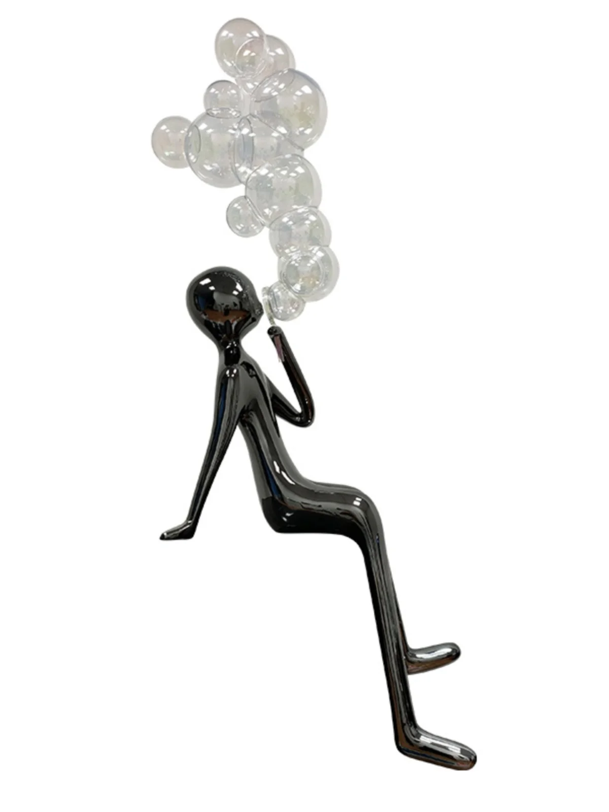 Modern abstract figure blowing bubble sculpture cartoon light luxury soft decoration art ornament