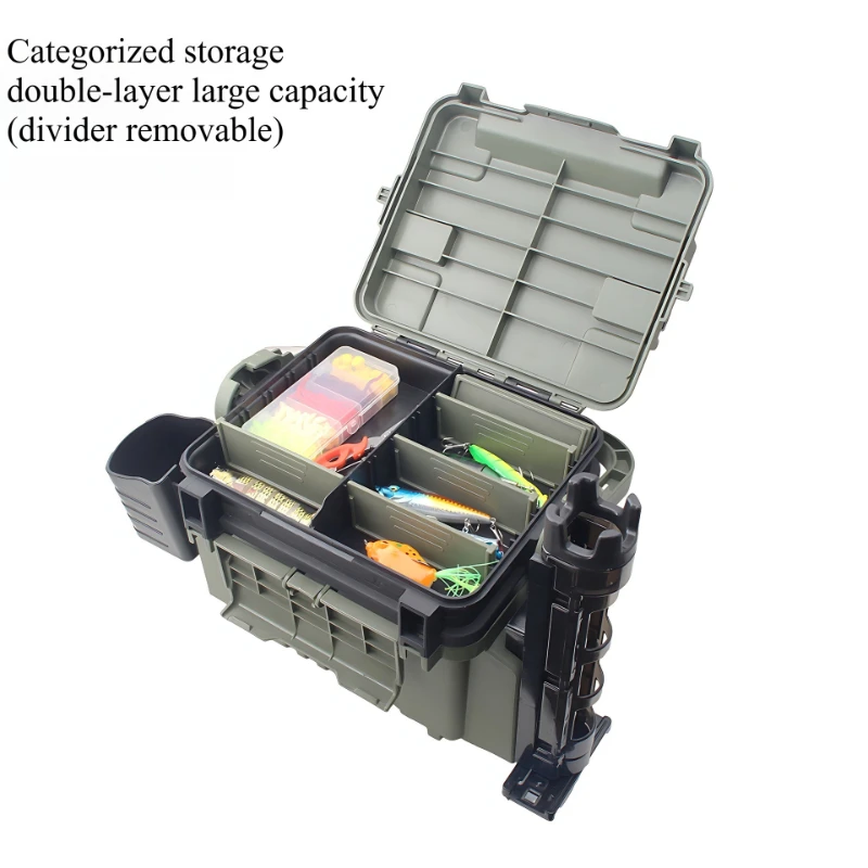

Multi-Layer Thickened Fishing Lure Box Large Capacity Tackle Storage Box Sturdy Portable Sit-On Fishing Box for Lure Fishing