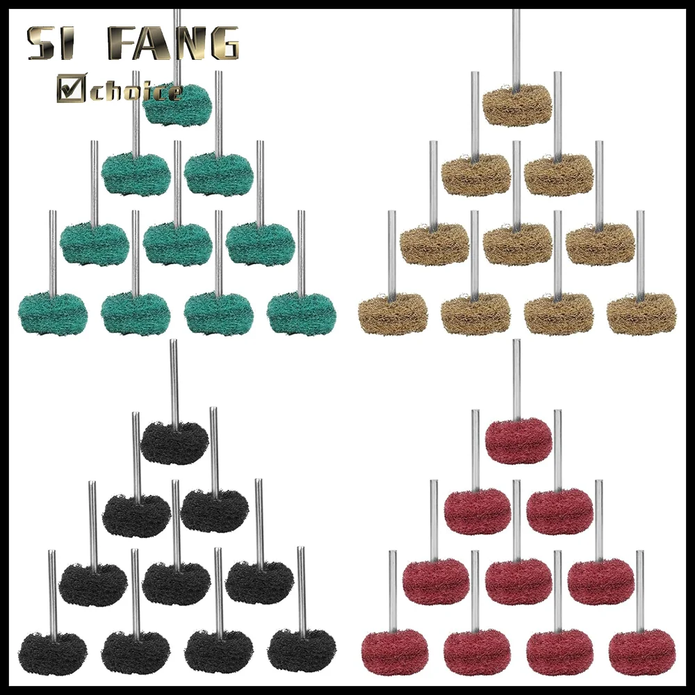 40pcs Mini Drill Abrasive Brush Polishing Buffing Wheel Nylon Buffing Polishing Sanding Head 3mm Shank For Cleaning Rust Remover