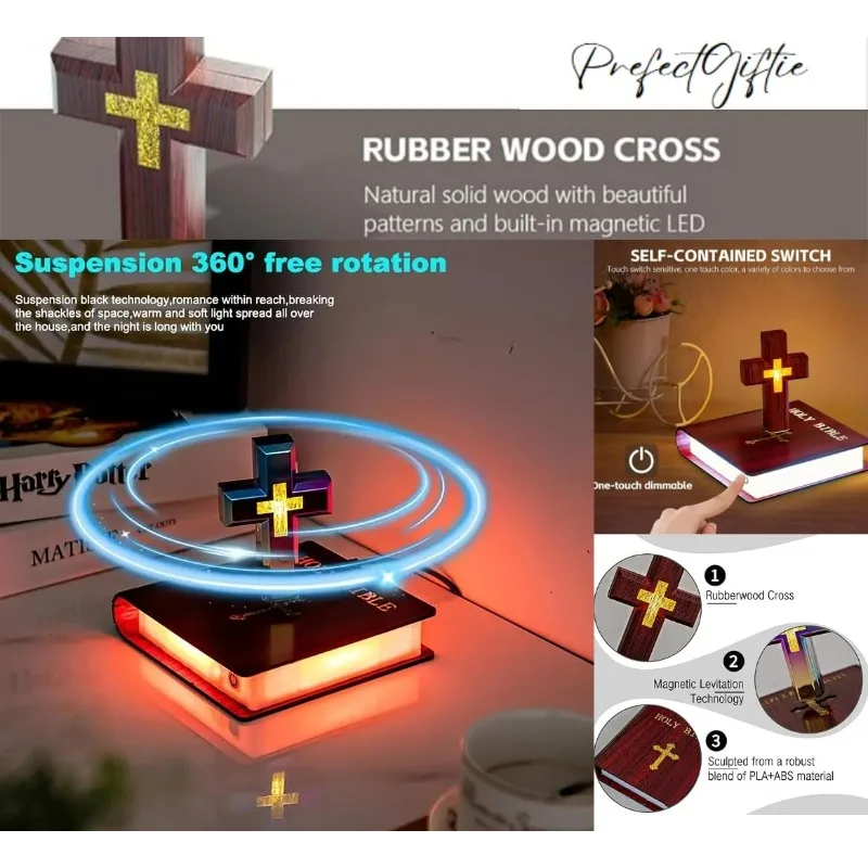 

Levitating Cross Lamp Floating Cross jesus night light Christian & Catholic Gift Easter Gift Glowing Cross Ornament
