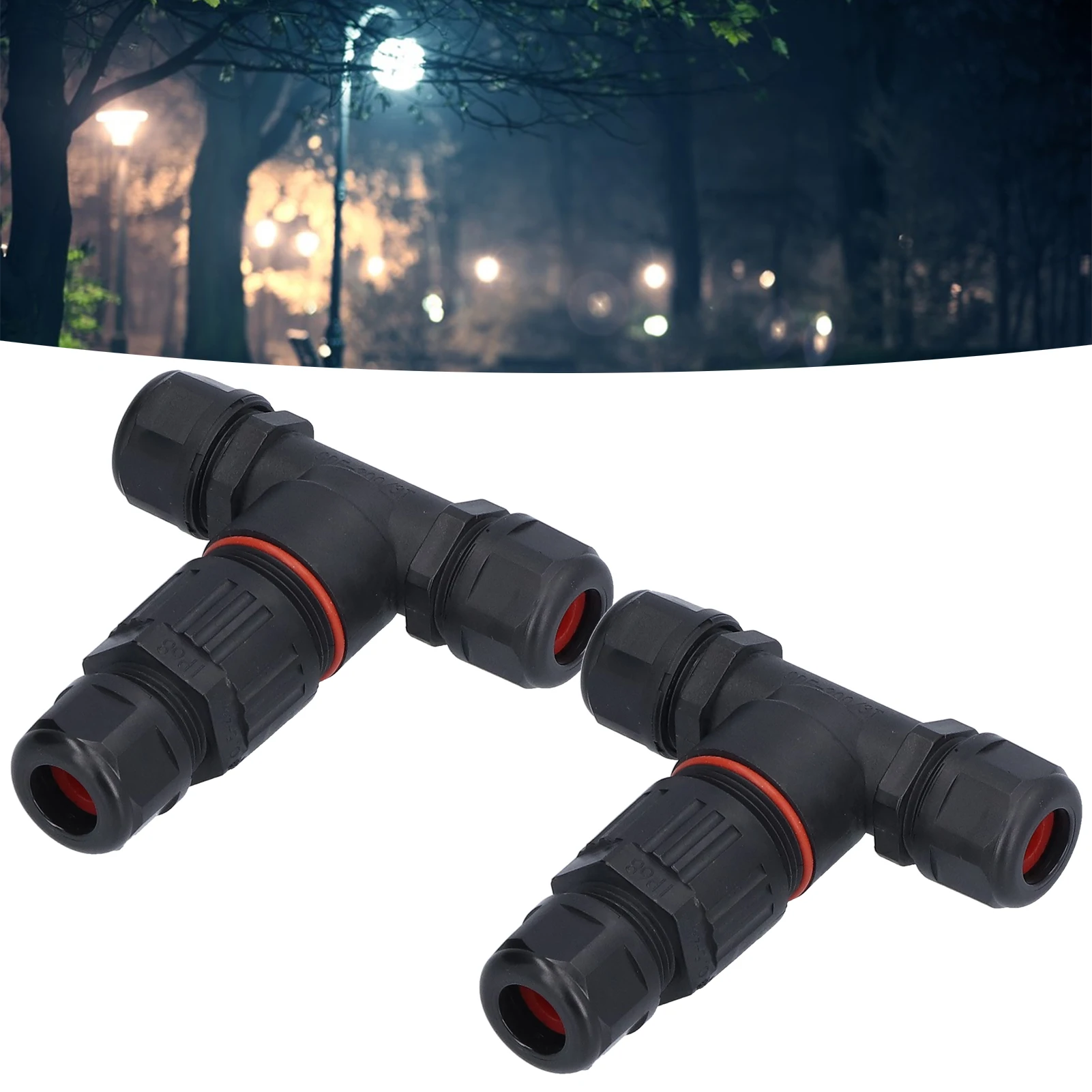 3 Way Junction Box Waterproof T Shape Cord Connector for Outdoor Flood Lights Outdoor T Shape Connector T Shape Connector