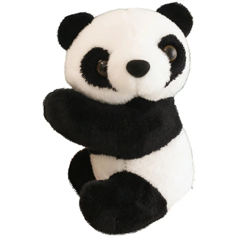 Plush Panda Clip Black White Panda Hugging Curtain Clip Backpack Bags Notes Desktop Home Decors Chinese Panda