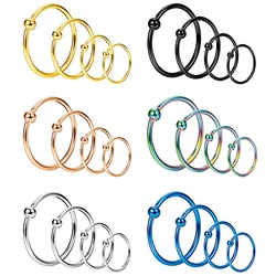1PCS 16G 20G Stainless Steel Nose Rings Hoop Cartilage Helix Ear Piercing Tragus Body Jewelry For Woman Man 6mm/8mm/10mm/12mm