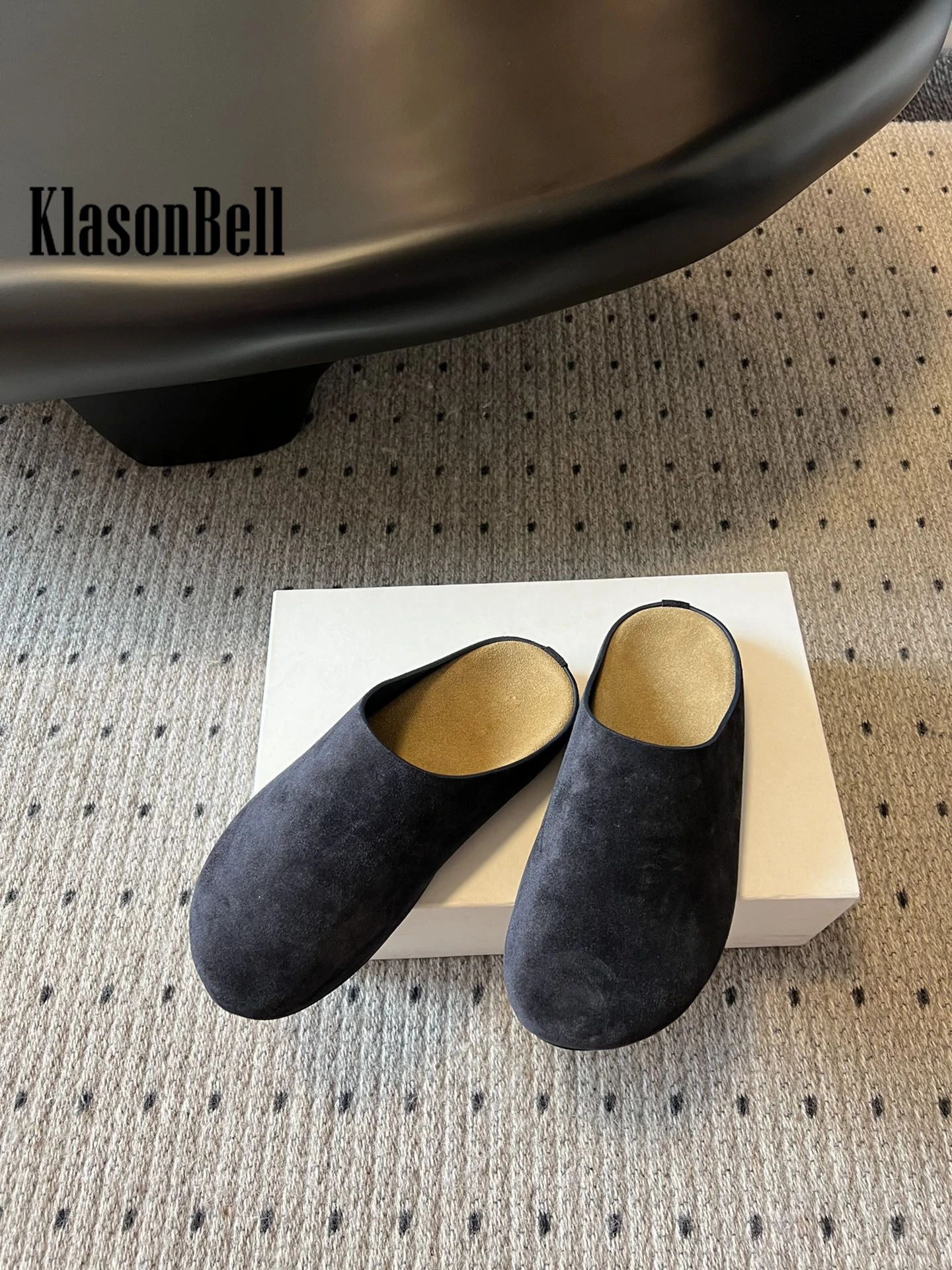 4.9 KlasonBell Fashion Vintage Cow Suede Baotou Slippers Soft Sole Slides Indoor Casual Female Slippers