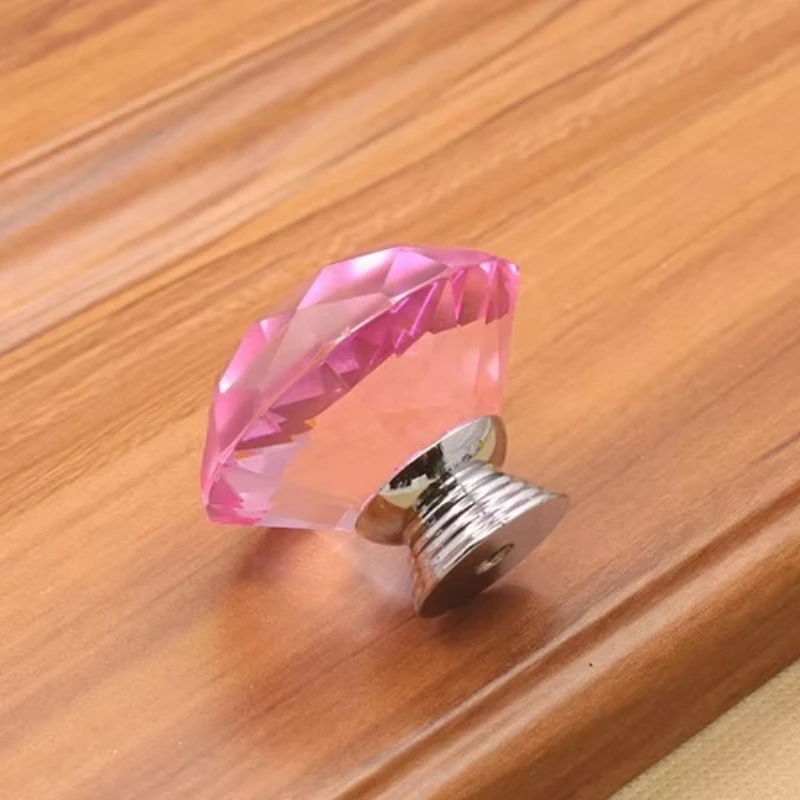 30mm Crystal Glass Knobs Diamond Shape Design Cupboard Pulls Drawer Knobs Kitchen Cabinet Handles Furniture Handle Hardware
