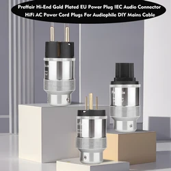 Preffair Hi-End pozłacane wtyczka zasilania ue i złącze Audio kord zasilanie prądem zmiennym HiFi wtyczki do audiofilskiego DIY kabla sieciowego