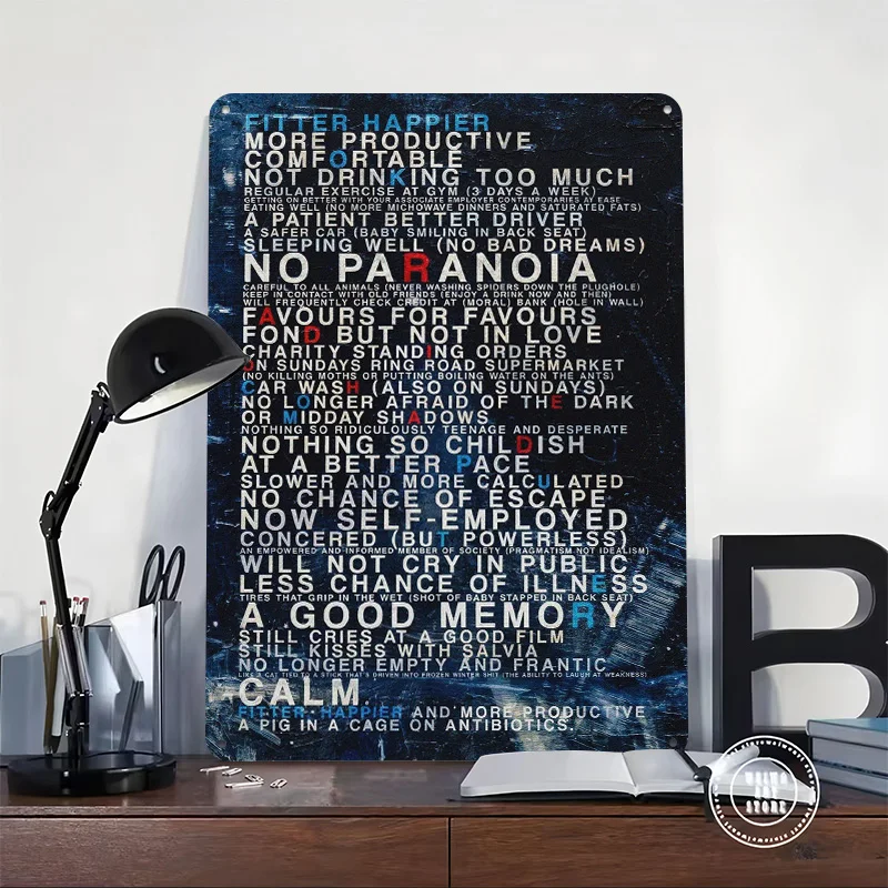 Radiohead OK Computer Lyrics Poster Retro 3D Printed Metal Signs Customized Wall Hanging Gift for Modern Home Decoration Luxury