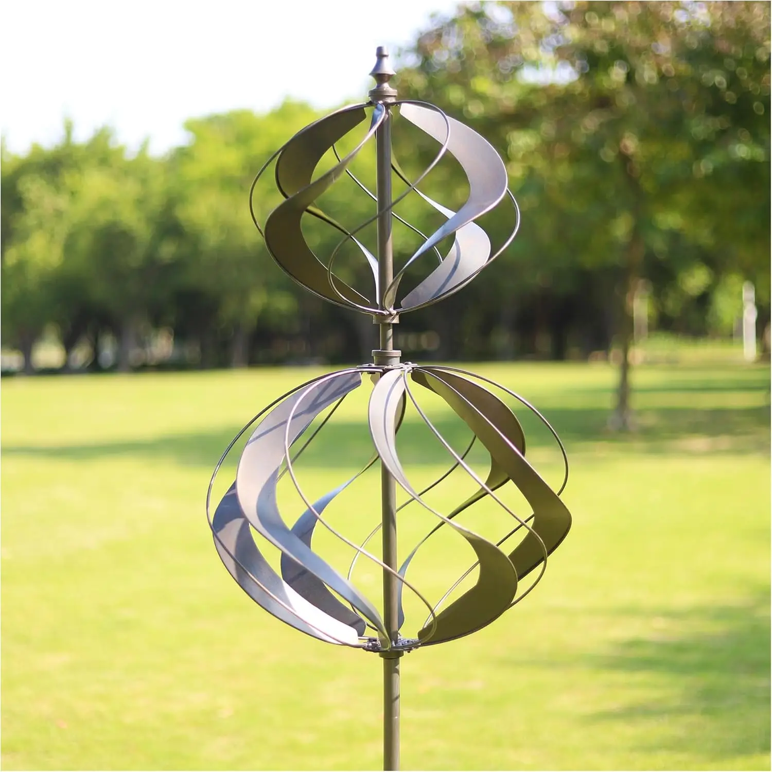 

Large Kinetic Wind Spinner for Outdoor Garden Decor, Metal Yard Ornament with Adjustable Height (84")