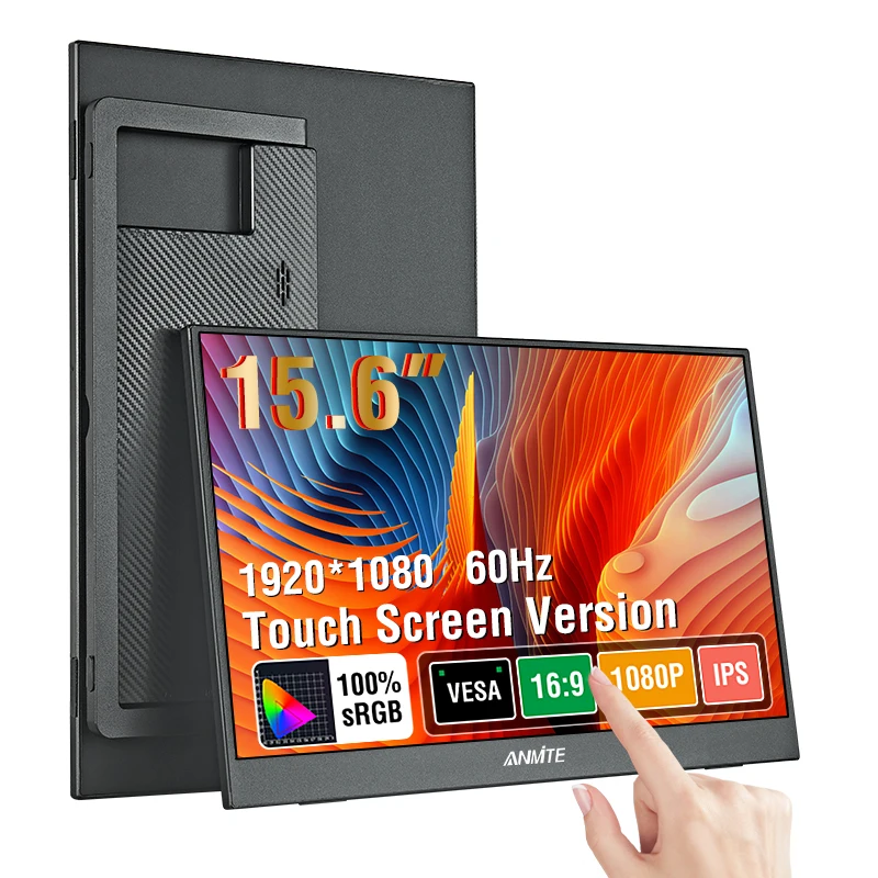 Anmite 15.6-Inch Portable Touch Monitor Non-touch optional 1080P HDR 16:9  For XBox PS4 / 5 Switch Cell Phone PC Loptop Extensio