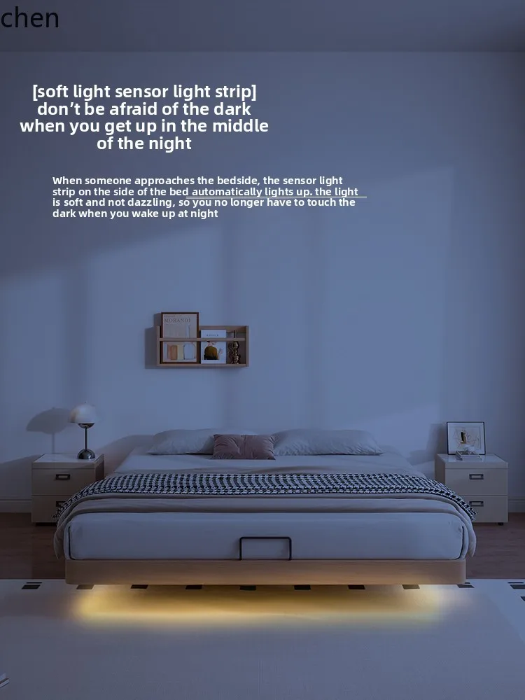 HT No-Headboard Floating Bed Simple Storage Beech Wood New Model 1.5m Single Bed Frame