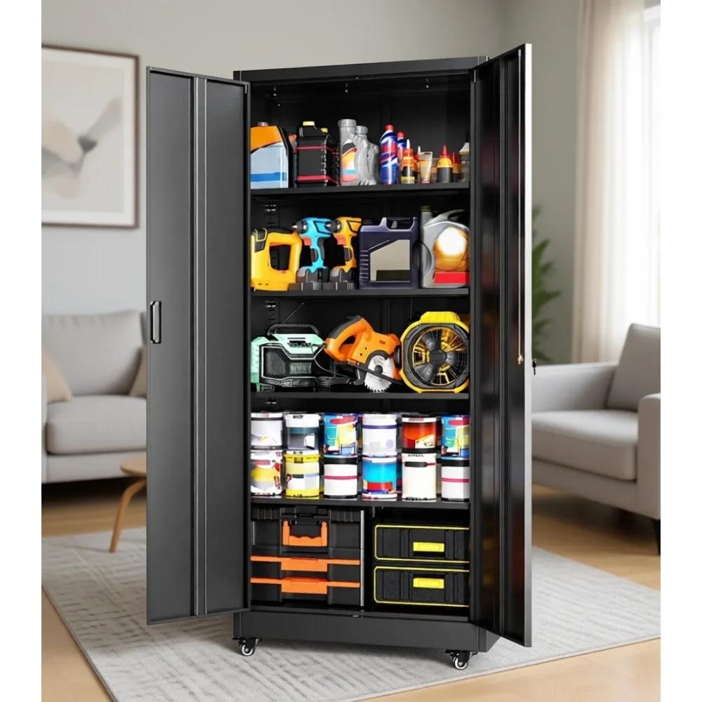 Metal Storage Cabinet with Swivel Wheels, 73