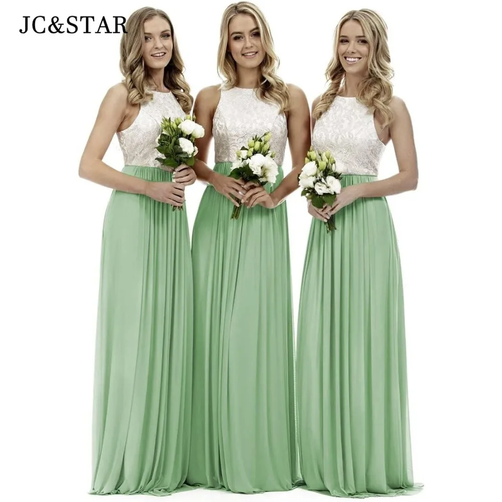 

Green Satin Embroidery Chiffon Bridesmaid Dresses Long Elegant Chic Prom Dress Custom Sukienka Na Wesele Sexy Abiti Da Cerimonia