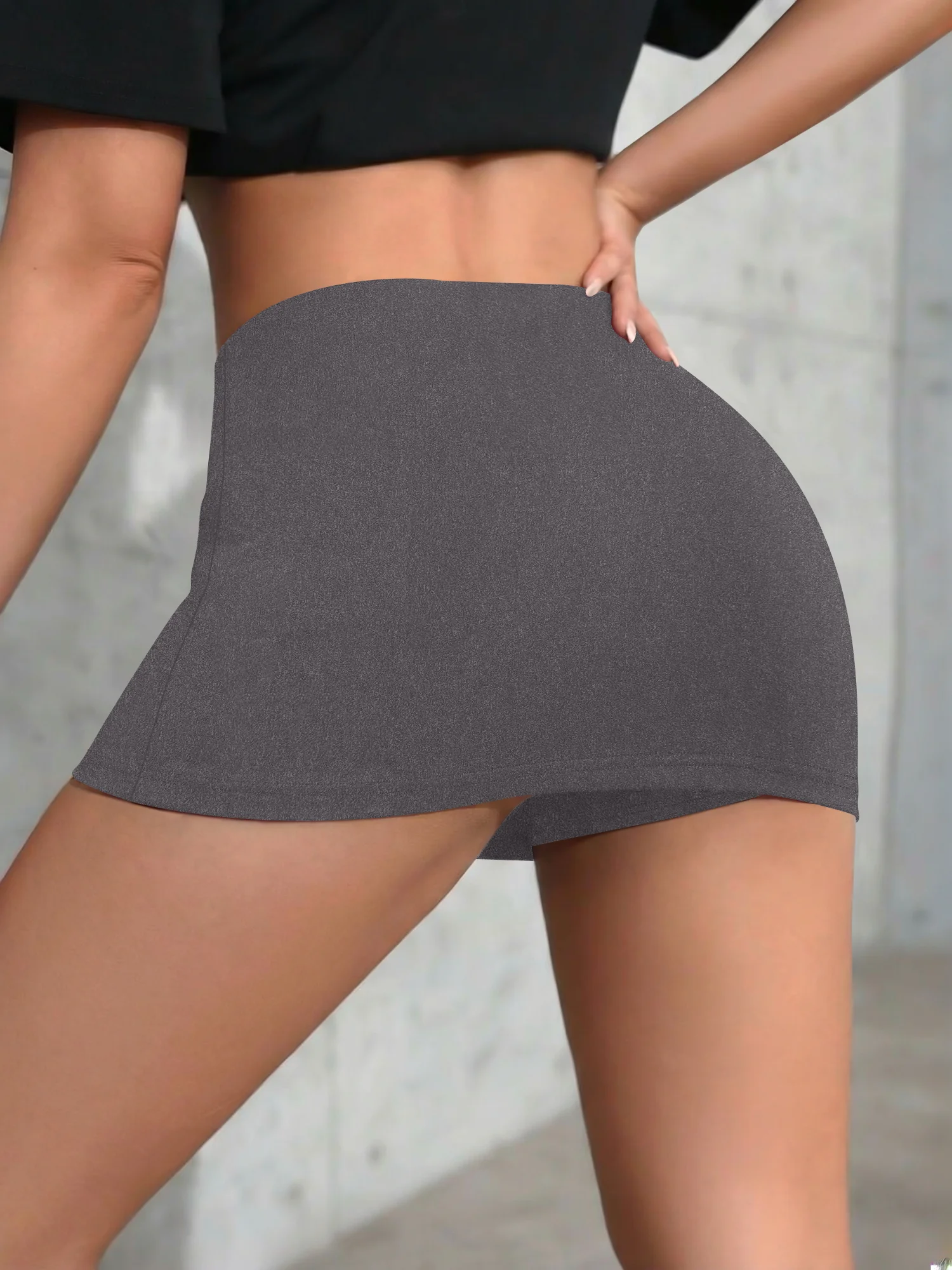 Preppy Style School Mini Skirt, Soft Stretchy Fabric Bodycon Skirt, Campus & Daily Wear