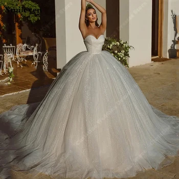 2025 jasne tiulowe damskie suknie ślubne cekinowy nadruk suknie ślubne długość mopem księżniczka Party Vestidos De Novias dostosowane